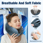 Cirorld Travel Pillow for Airplane, Neck Pillow for Travel, Memory Foam Travel Neck Pillow for Adults, Adjustable & Compact Flight Pillow, Ergonomic Neck Cushion, With Ear Plugs, Eye Mask, Carry Bag