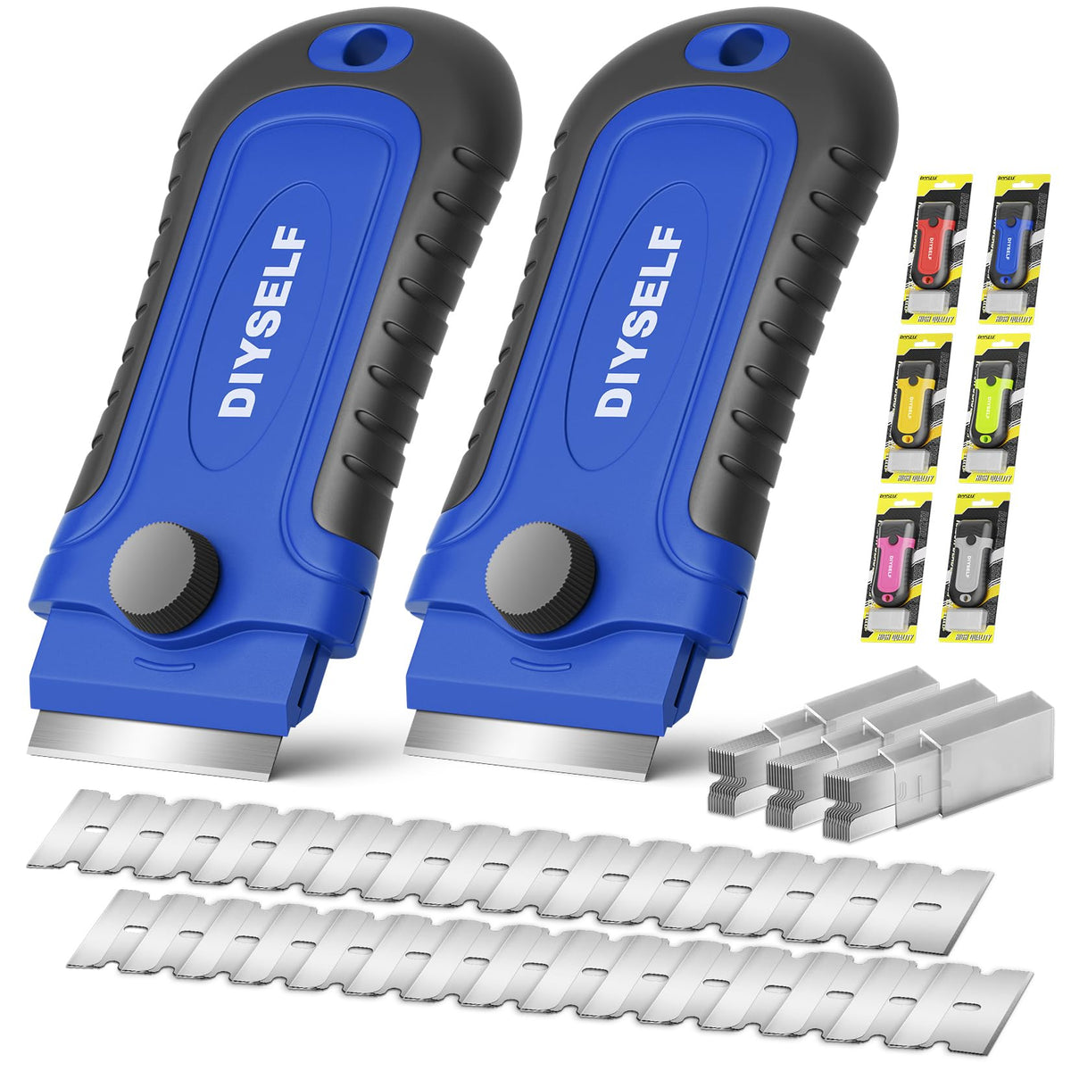DIYSELF 1 Pack Razor Blade Scraper with 15 Extra Blades, Scraper Tool