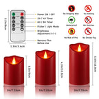 Outdoor Flameless Candles, Patented 3D Dual-LED, Set of 2 Slanted Plastic Pillars with Remote, Waterproof Non-Melting Battery Operated Decor for Bathroom Bedroom Gift, Black (D3 x H6)