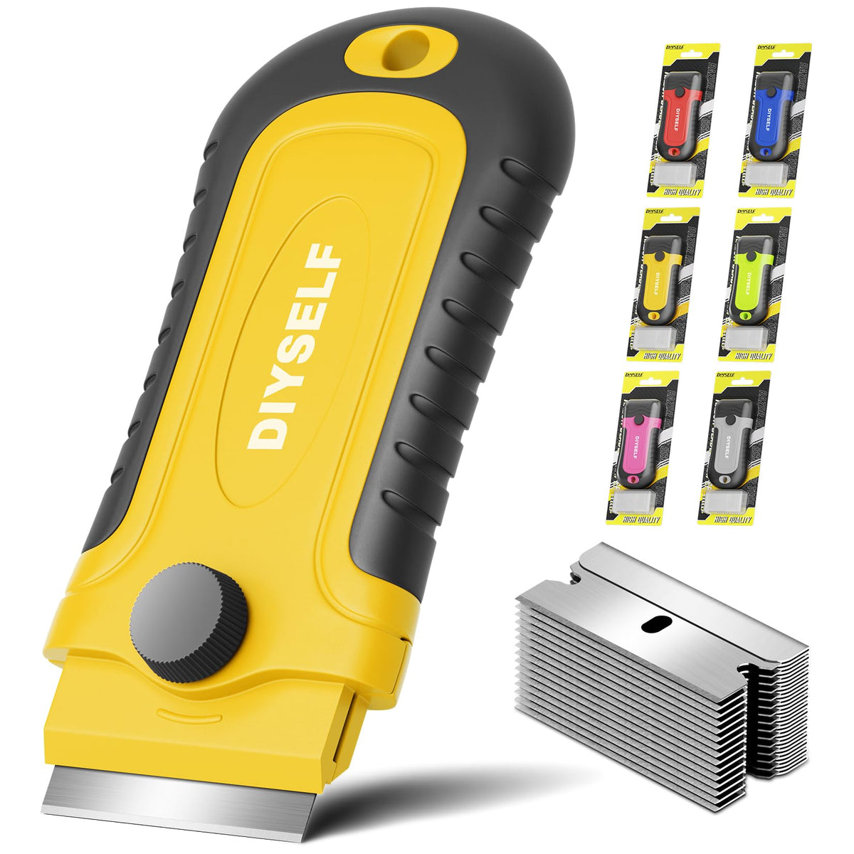 DIYSELF 1 Pack Razor Blade Scraper with 15 Extra Blades, Scraper Tool