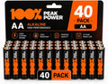 100PP AA Batteries 40 Pack | Alkaline 1.5V, 10-Year Shelf Life