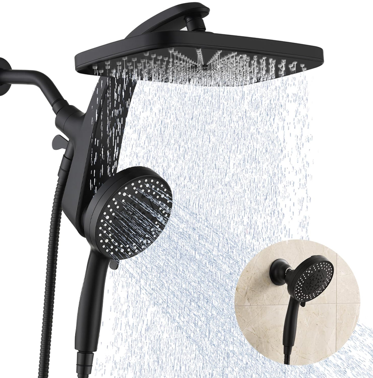 Rain Shower Head with Handheld Showerhead, Chrome 1.8GPM 460311