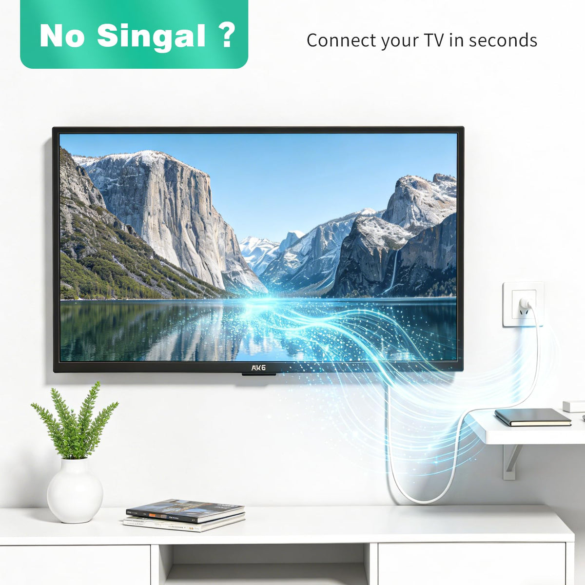 Ancable TV Aerial Cable with Coaxial Adapter 1M White TV Ariel Lead