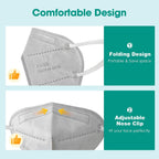 LEMENT 50pcs KN95 Face Mask Black 5-Layer Filter≥95% Cup Dust Safety Masks