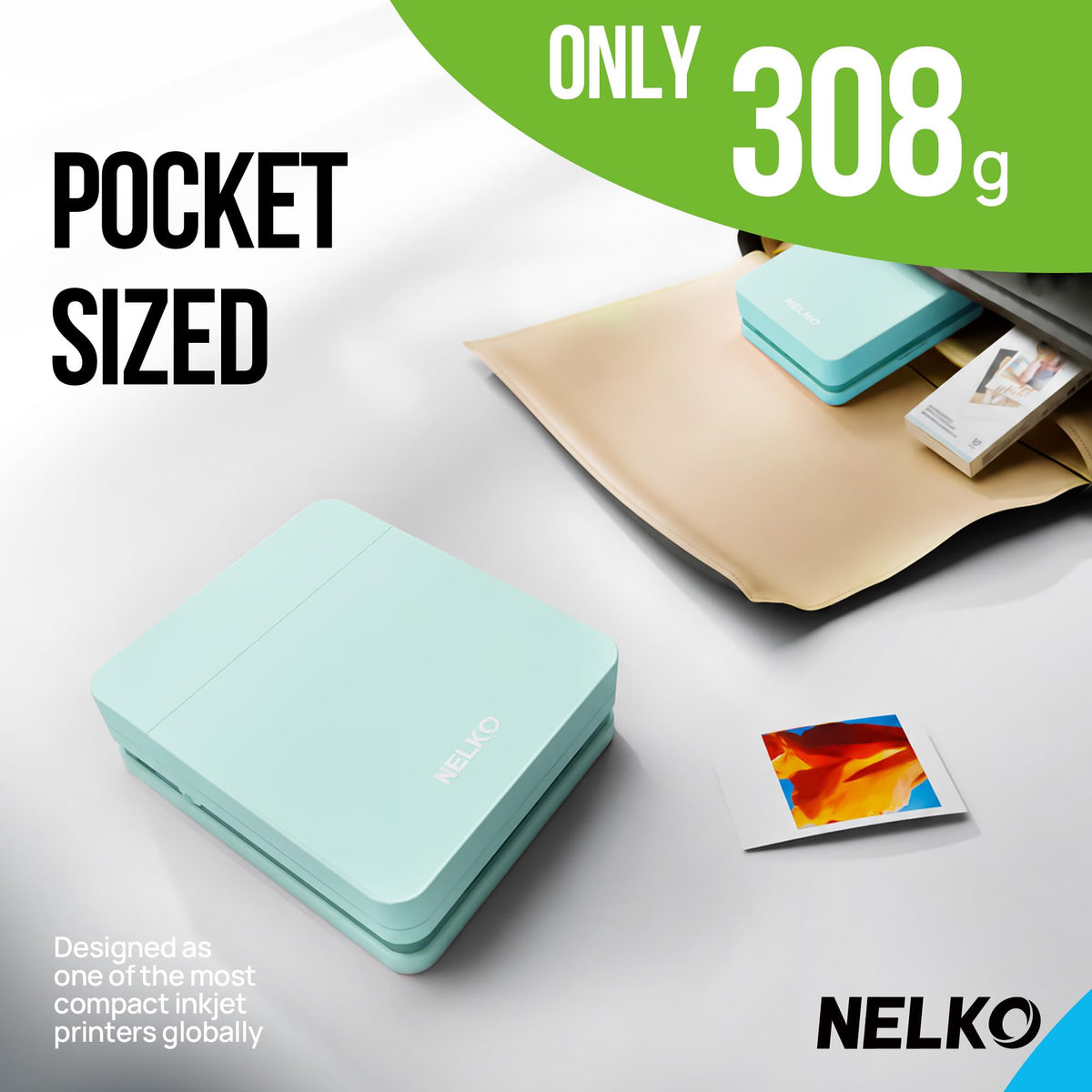 Nelko PP01 2x3 Portable Photo Printer with 20 Sheets, White
