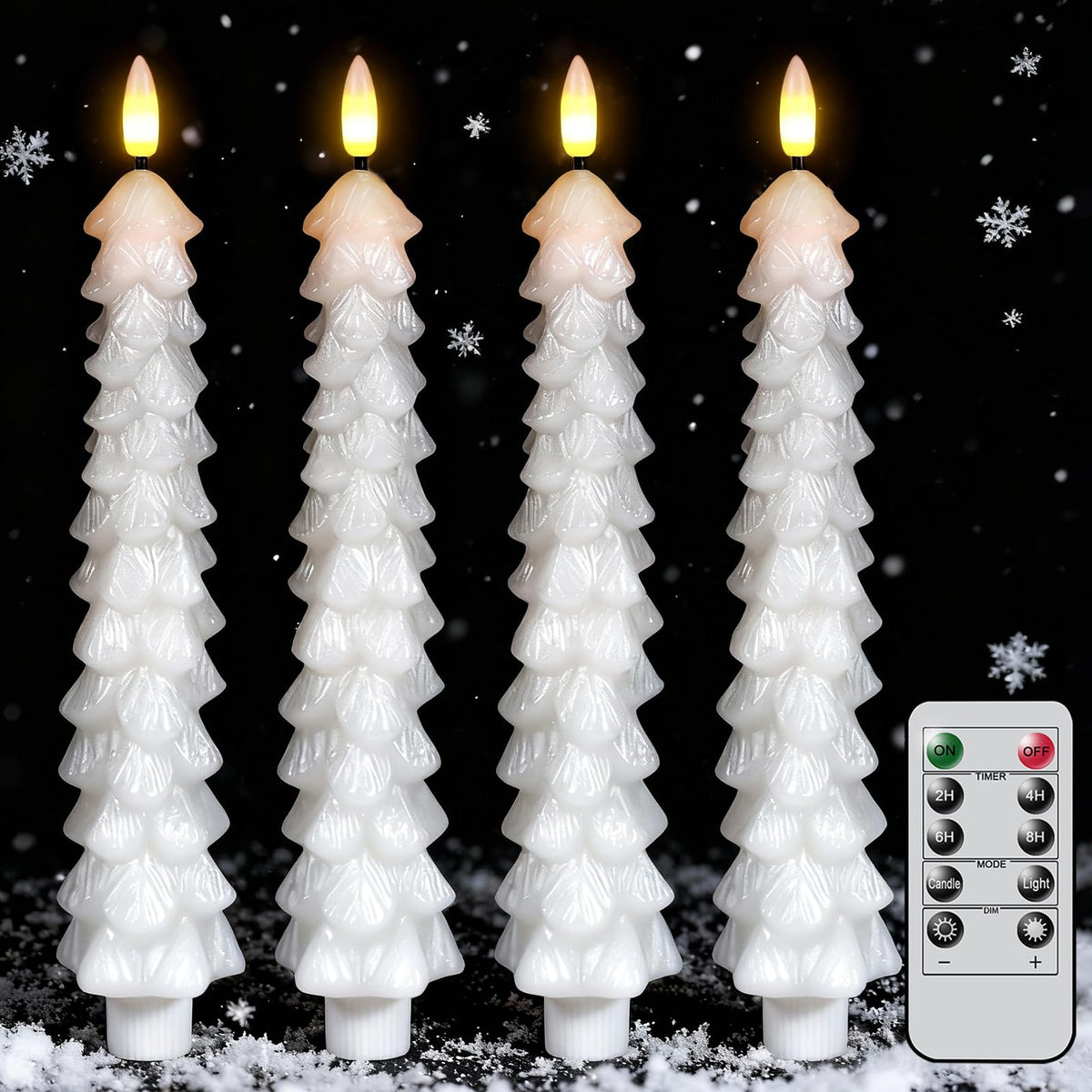 GenSwin Christmas Tree Flameless Taper Candles candlesticks Remote Timer