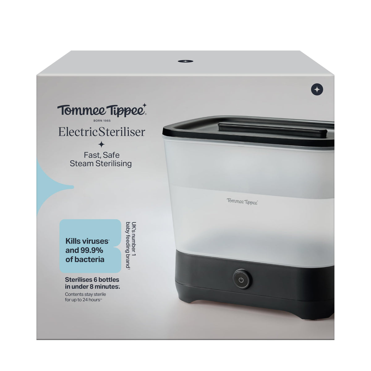 Tommee Tippee Electric Steam Baby Bottle Steriliser 5-Minute Cycle White