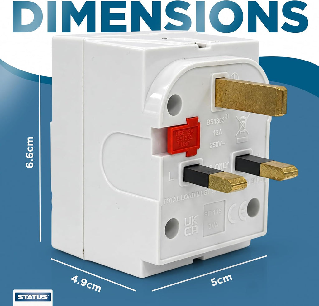 STATUS 3 Way Multi Plug Adaptor, White