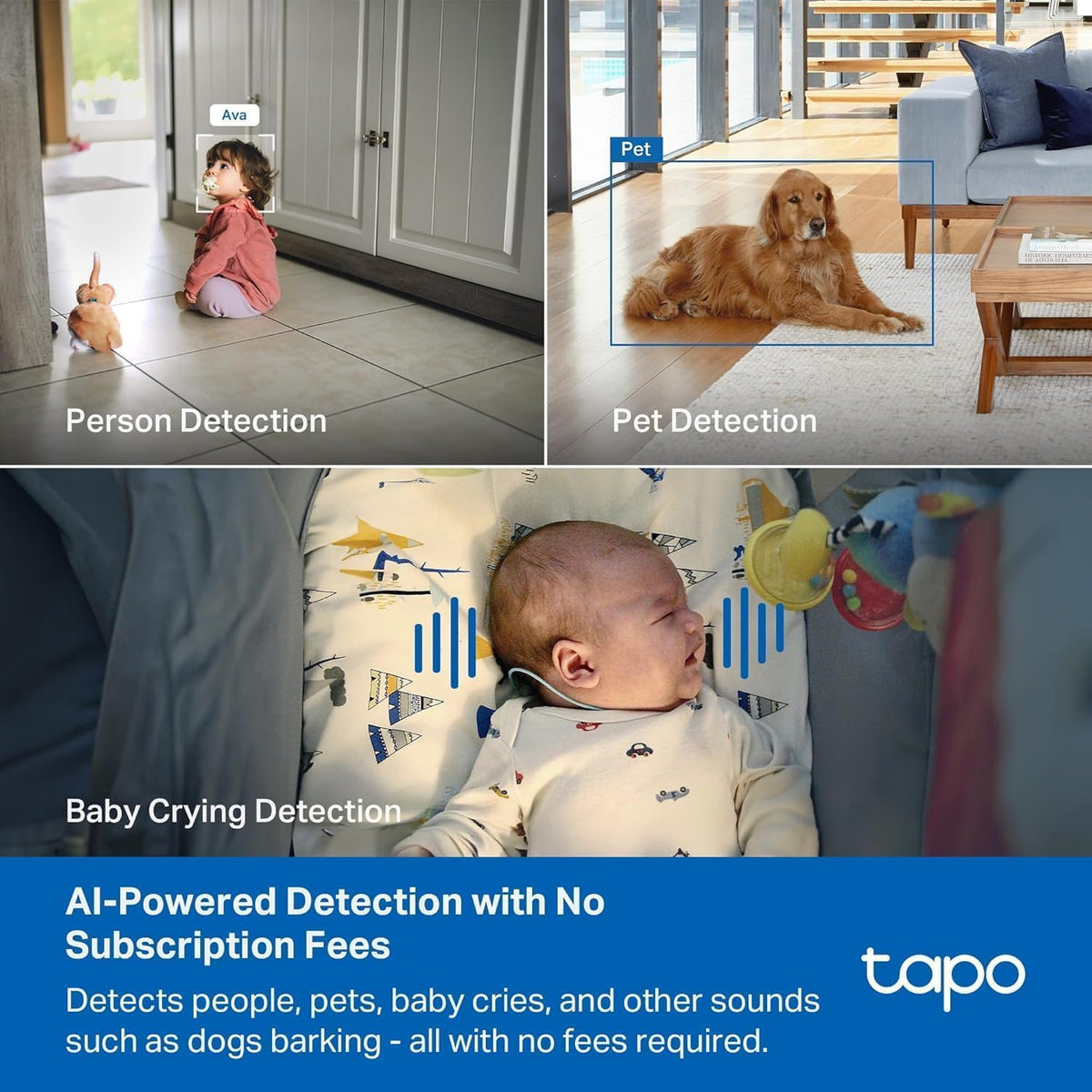 Tapo C200P2 2-Pack Full HD Indoor Security Camera Pet Camera House Security