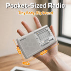 XHDATA D219 Portable Radio Retro FM AM SW Radio Battery Operated for Household Outdoor Camping Hiking Pocket Radio Beige