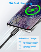 USB C Charger Cable 3M 2Pack Type C Charger Fast Charging 3A Lead Braided for Samsung Galaxy S23 S22 S21 S20 S10 S9 S8 A12 A13 A20e A21s A53 A70,Google Pixel 7 6,Huawei P30 P40,Sony Xperia,Switch,PS5