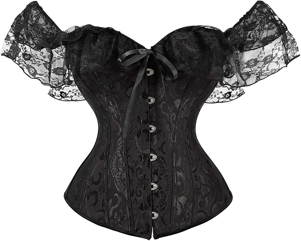LSFYSZD Women's Lace Up Boned Overbust Corset Bustier Lingerie Bodyshaper Top Plus Size