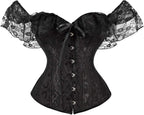 LSFYSZD Women's Lace Up Boned Overbust Corset Bustier Lingerie Bodyshaper Top Plus Size