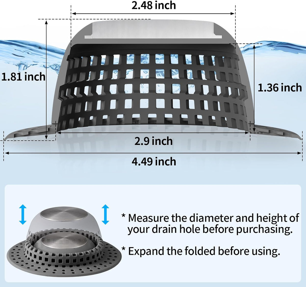 Aluvor Shower Drain Hair Catcher Bathtub Drain Cover Sink Drain Protector