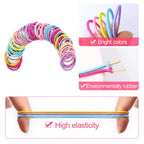 Hanyousheng 200 Pieces Hair Ties,Elastic Hairbands Ponytail Holders Hair Tie, Multicolor 2mm Hair Bands No Crease Hair Elastics Small Ponytail Holders Hair Accessories for Kids Girls Infants Toddlers