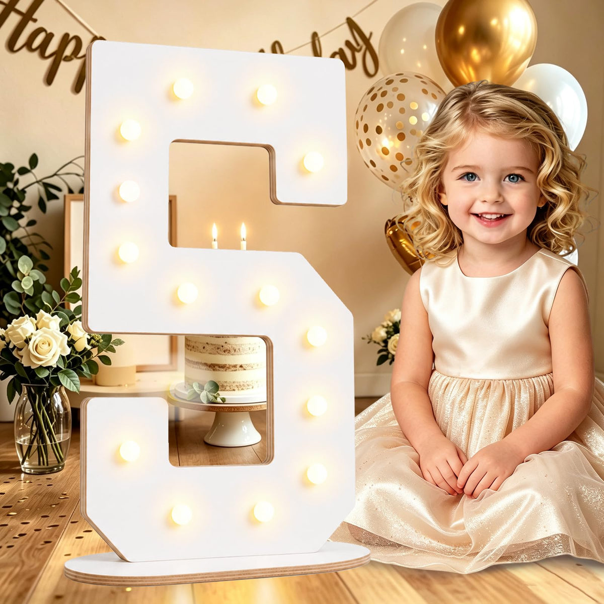 Pooqla 2.4FT Light Up Numbers, Marquee Numbers 2.4 Feet Tall Party Decor for Her Him, Mosaic Big Sign for 7th 17th 70th Birthday Anniversary Decoration Backdrop, Large Pre-Cut Frame Number 7