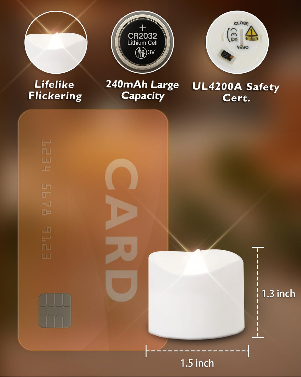 Homemory 24-Pack Flameless Tea Lights Candles Battery Operated, 200+ Hours