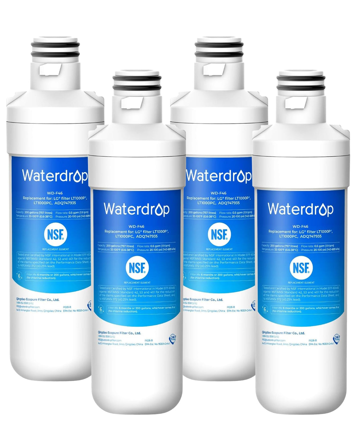 Waterdrop ADQ747935 Refrigerator Water Filter and Air Filter, 3 Combo