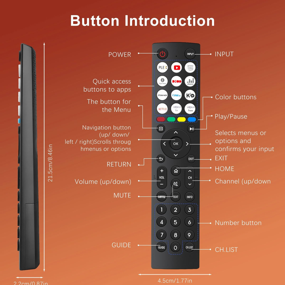 Samsung Universal TV Remote Control – Samsung TV Remote Replacement with Netflix, Prime Video, Rakuten Buttons for All S amsung LED QLED UHD 4K 8K Smart TVs