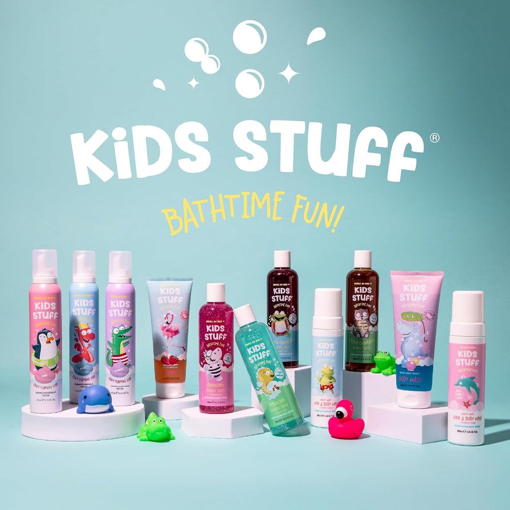 Kids Stuff Pink Wacky Whip Foaming Hair & Body Wash with Strawberry Swirl Fragrance | Dermatologically Tested Kids Hair & Body Wash | Gently Cleanses Hair & Skin | Vegan | Cruelty Free | 200ml