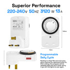 hbn 24Hour Mechanical Timer Plug Socket UK,Light Timers for Home Security