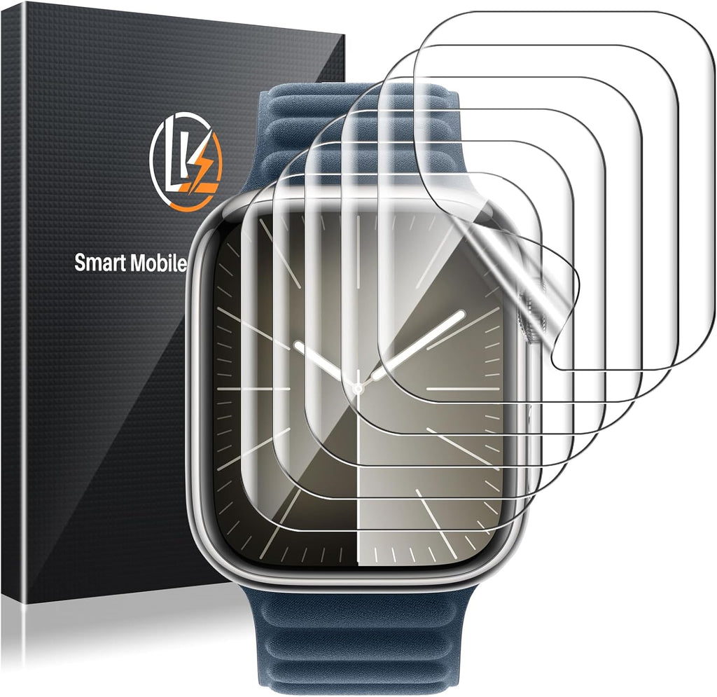 LK 6 Pack Screen Protector for Apple Watch Series 9 8 7 41mm/Series SE 6 5 4 40mm, Screen Protector Compatible for Apple Watch 40/41mm, High Definition, Bubble Free, Clear Flexible TPU Film