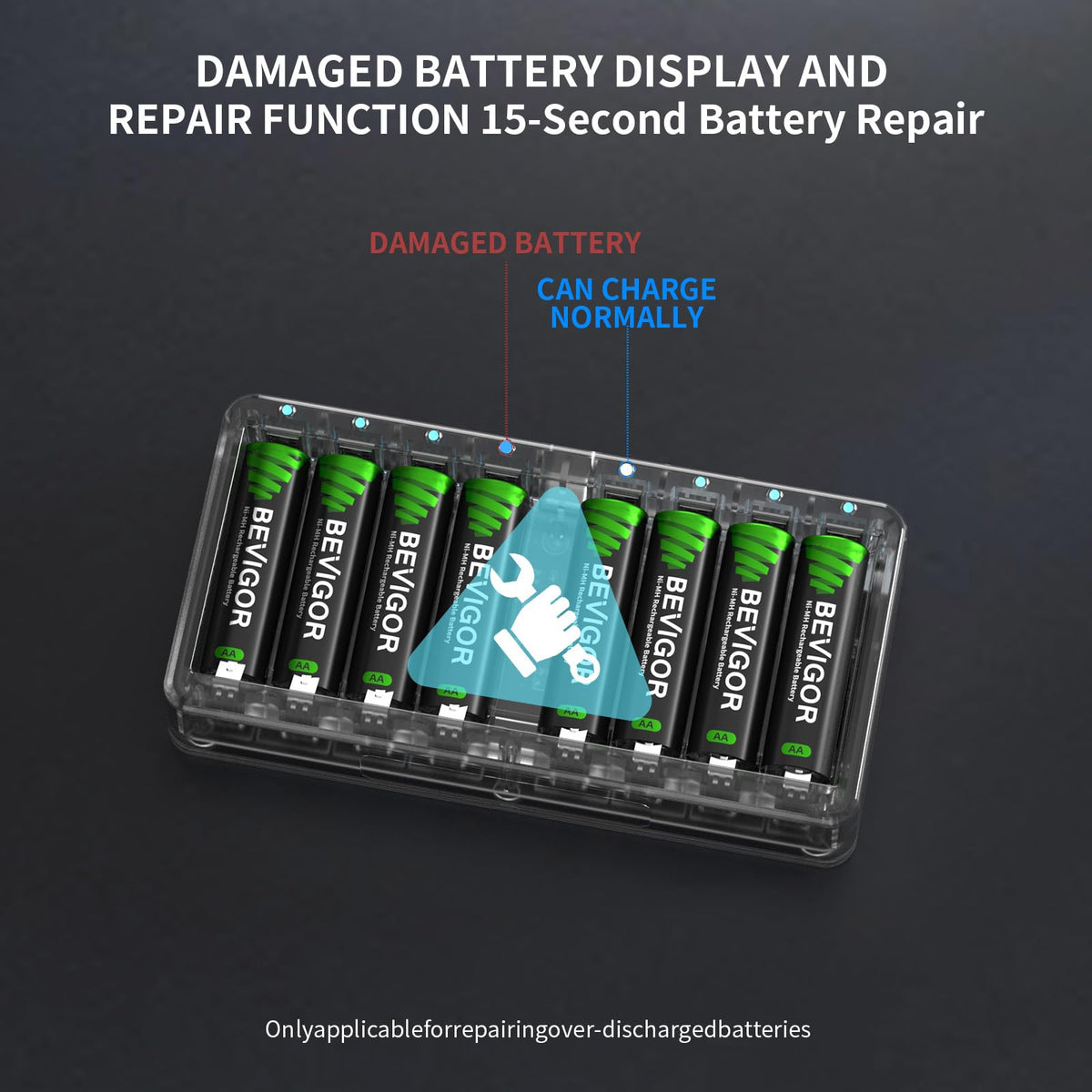 BEVIGOR 12 Slot Battery Charger with 12 Pack AA Rechargeable Batteries