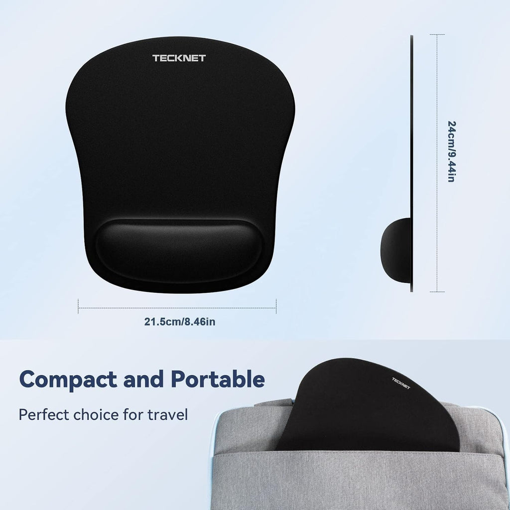 TECKNET 3 Packs Mouse Mat Wrist Support, Mouse Pad with Memory Foam Rest