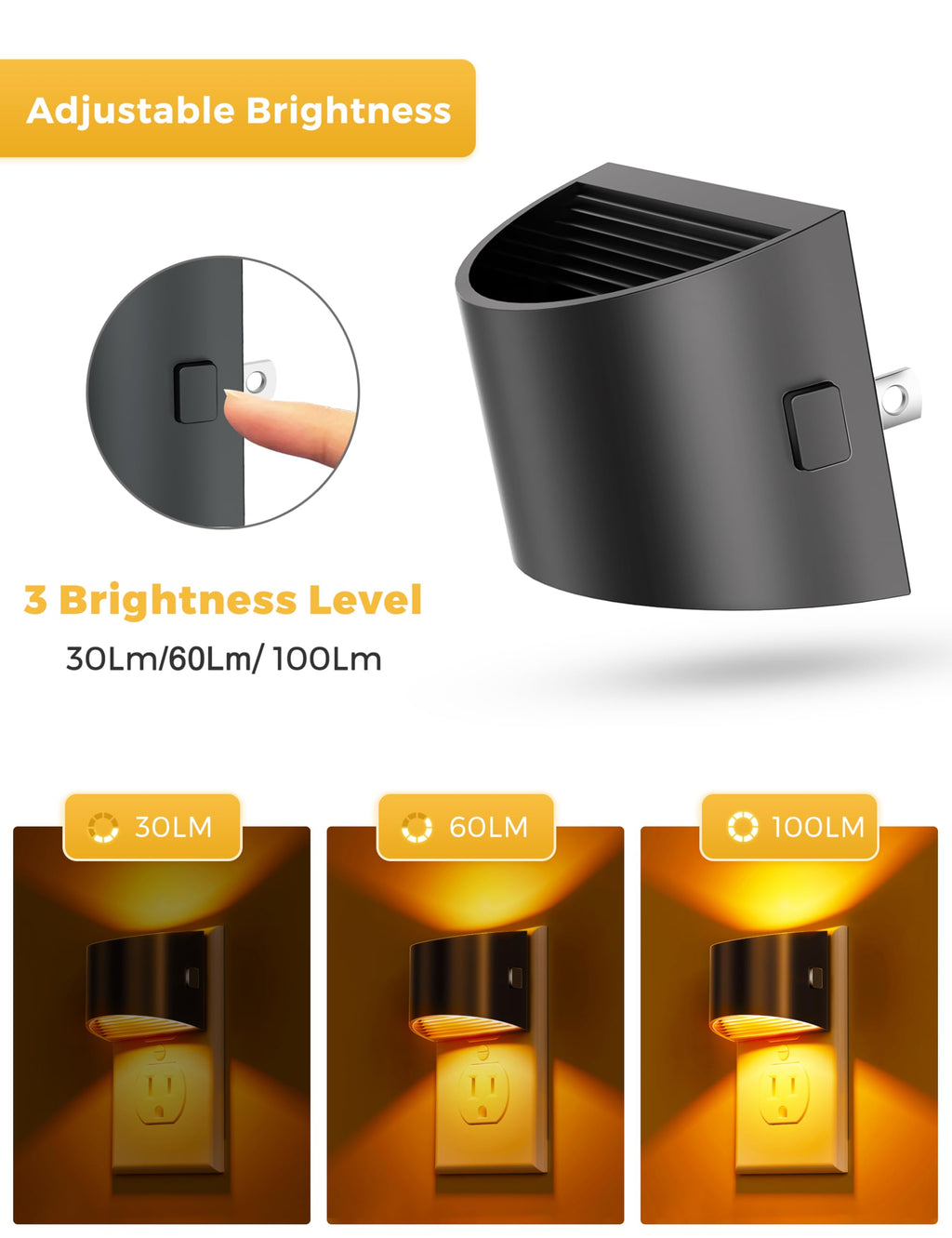 L LOHAS LED Night Lights Plug into Wall, Dimmable Night Light 2 Pack