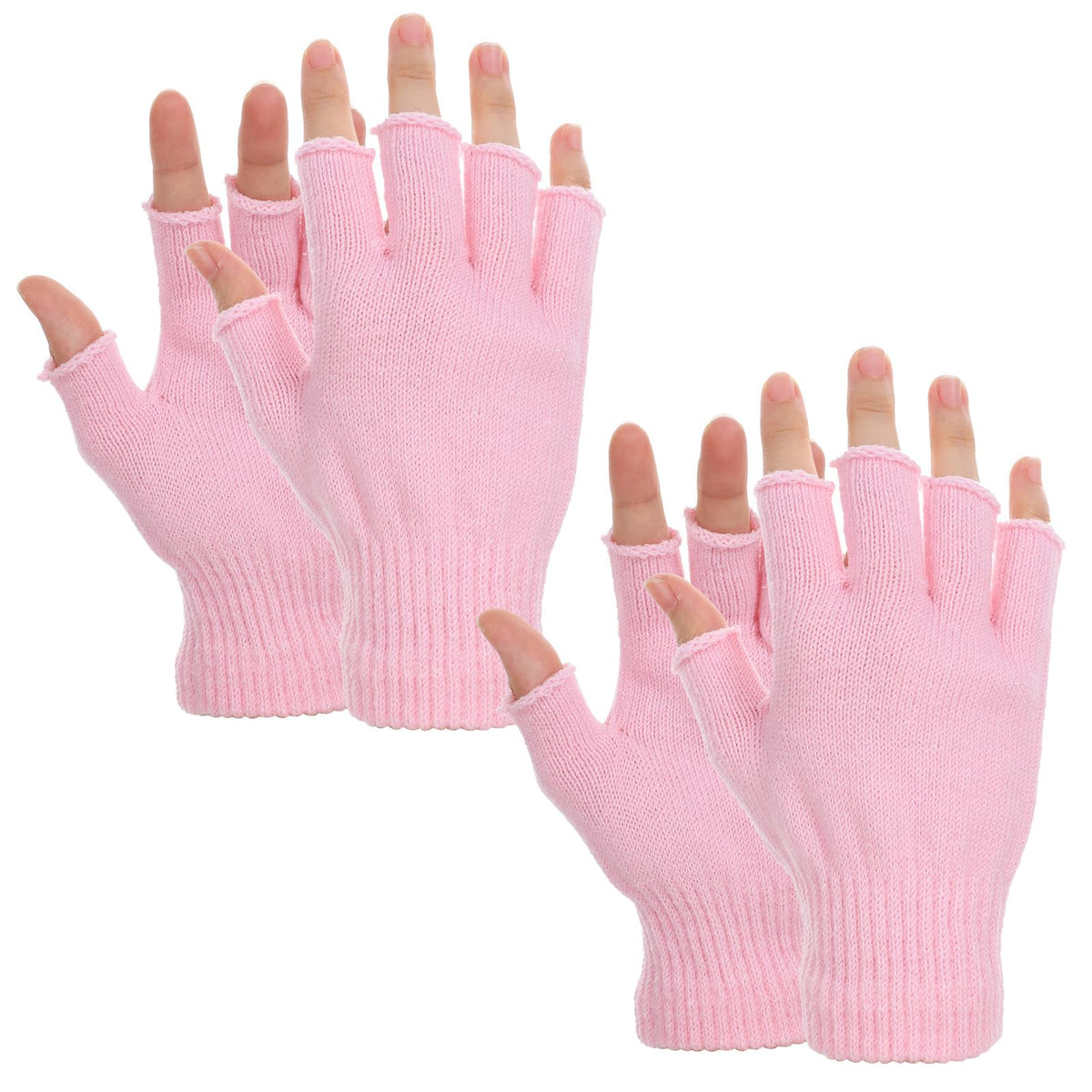 Grevosea 2 Pair Fingerless Warm Gloves - Winter Half Finger Gloves Thickened Knit Touchscreen Stretchy Mittens for Men Women