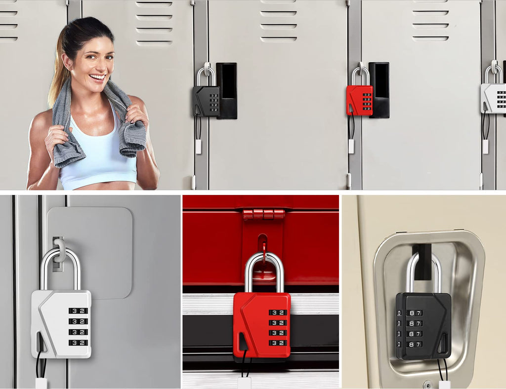 ZHEGE Combination Padlock, 4 Digit Combination Locker Padlock (Red)