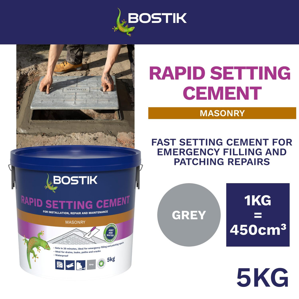 Bostik Rapid Setting Cement 2.5kg - Fast-Setting