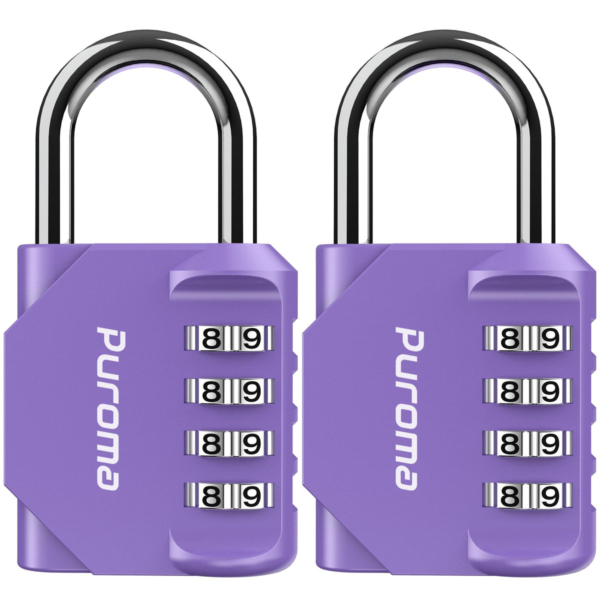 Puroma 2 Combination Lock Locker 4 Digits Combo Padlock Gym Silver & Black