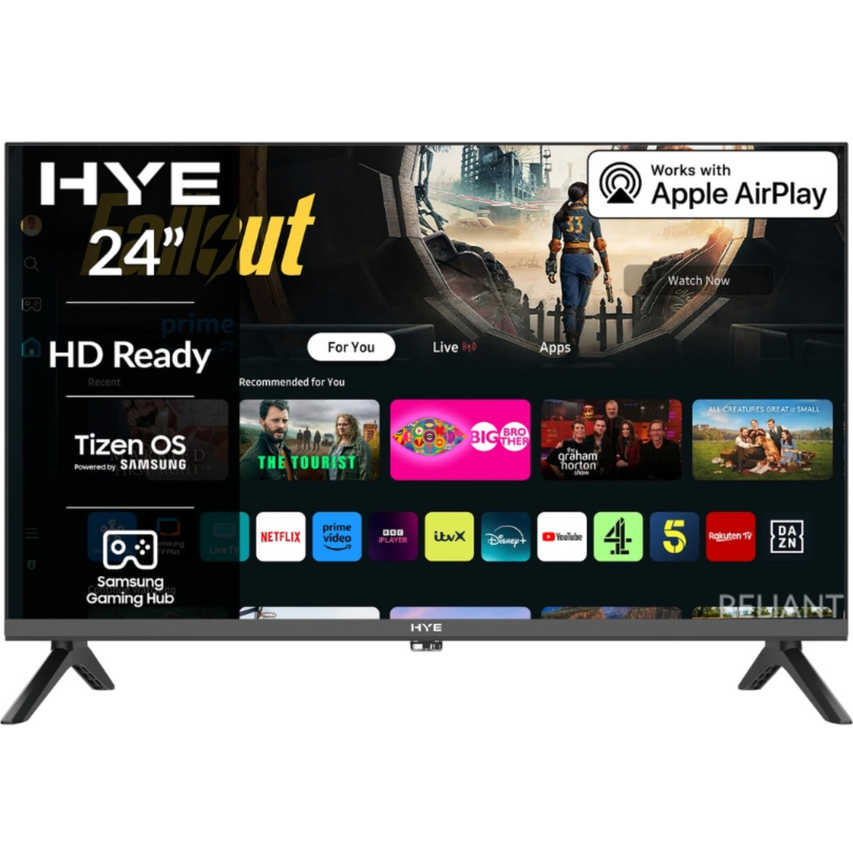 HYE 24" LED Smart TV - HD Ready, Samsung Tizen OS & Gaming Hub, Black