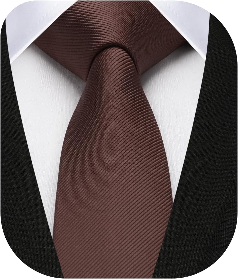 HISDERN Skinny Tie Solid Color 6cm Slim Ties for Men Wedding Classic Formal Business Necktie