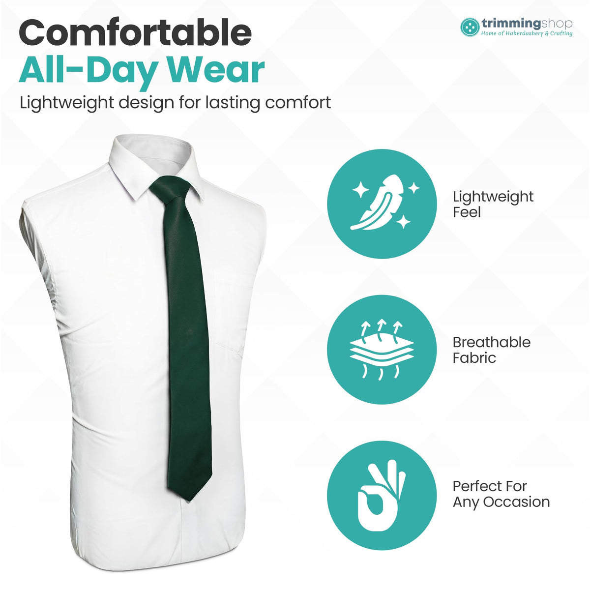 Trimming Shop 5cm Slim Skinny Solid Colour Necktie for Mens