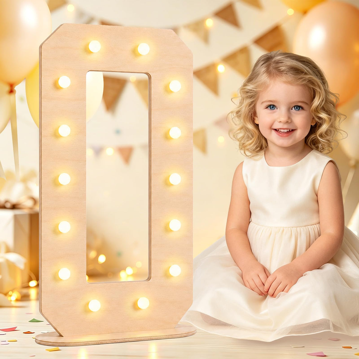 Pooqla 2.4FT Light Up Numbers, Marquee Numbers 2.4 Feet Tall Party Decor for Her Him, Mosaic Big Sign for 7th 17th 70th Birthday Anniversary Decoration Backdrop, Large Pre-Cut Frame Number 7