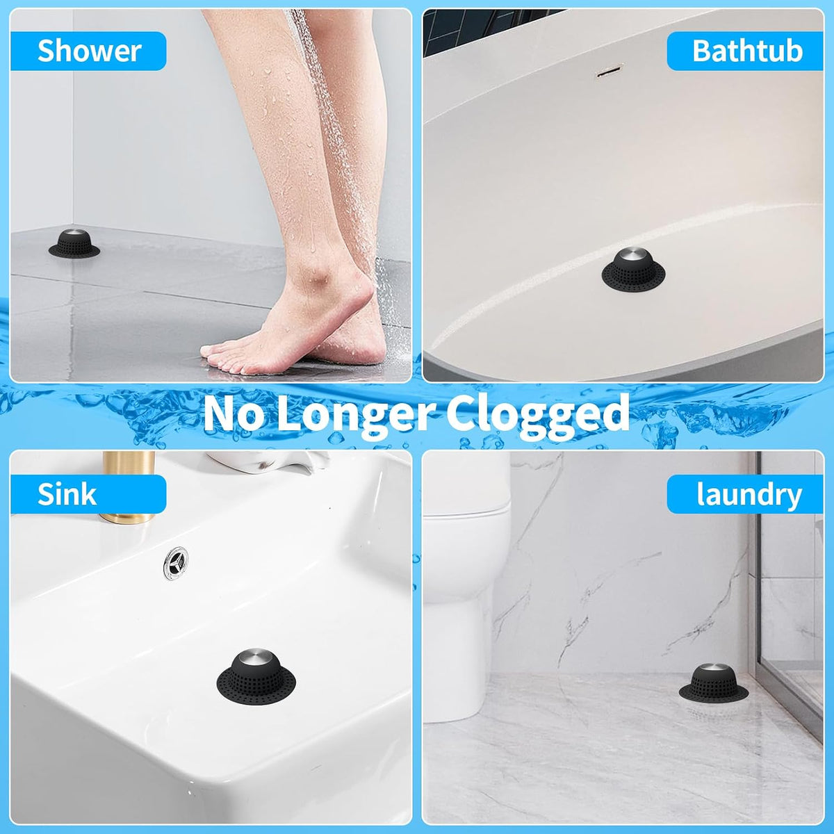 Aluvor Shower Drain Hair Catcher Bathtub Drain Cover Sink Drain Protector