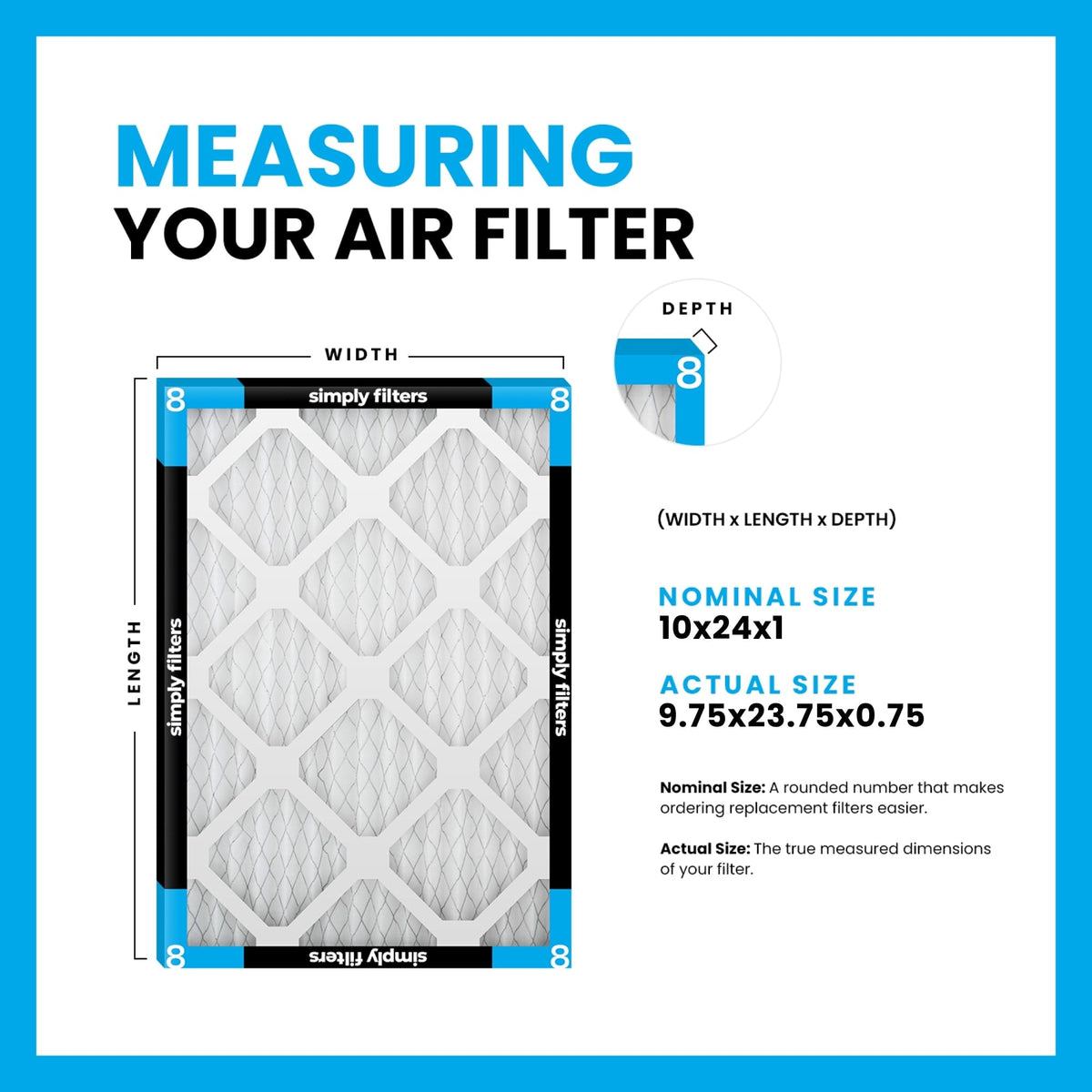 Simply 14x20x1 Air Filter, MERV 8, 4 Pack, For Home AC Furnace & HVAC (Actual Size: 13.75"x19.75"x0.75") DUST, Pet, & Allergy Control
