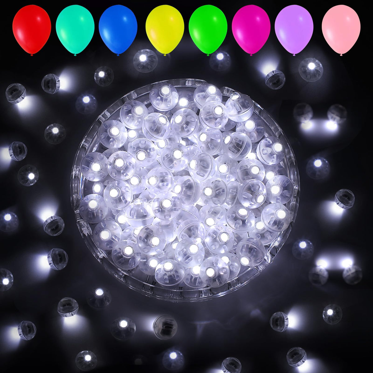 Aogist 200pcs 10-Colors Mini Lights with Hook,Long Standby Time Waterproof LED Balloon Light,Battery Powered,Ball Lamp for Balloon Paper Lantern Birthday Party Christmas Halloween