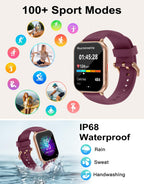RUIMEN Smart Watch Answer Dial Call,Smart Watches for Women Men 1.85" HD Screen Fitness watch with SpO2 Heart Rate Sleep Monitor Step Counter Waterproof 100+ Sports Mode for Android iOS (2 Bands)
