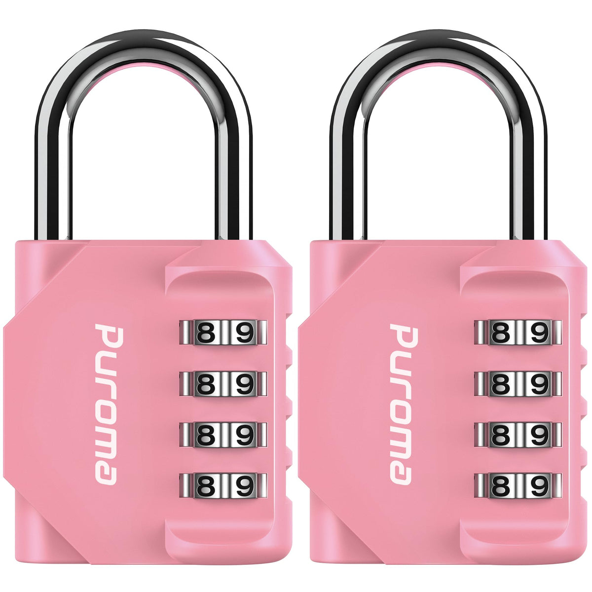 Puroma 2 Combination Lock Locker 4 Digits Combo Padlock Gym Silver & Black