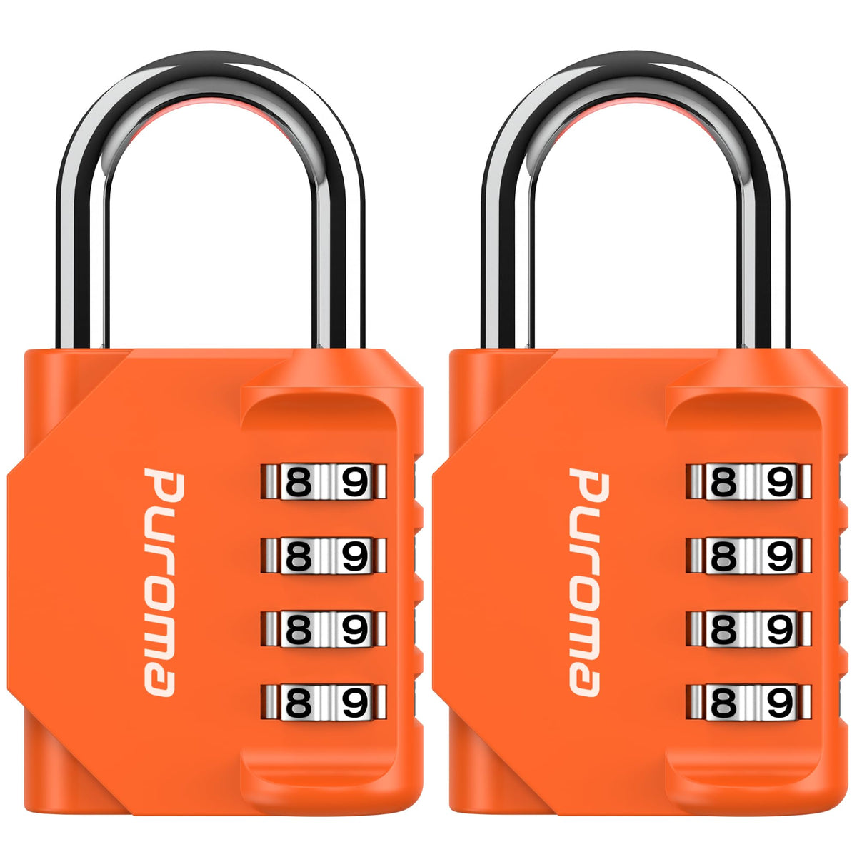 Puroma 2 Combination Lock Locker 4 Digits Combo Padlock Gym Silver & Black