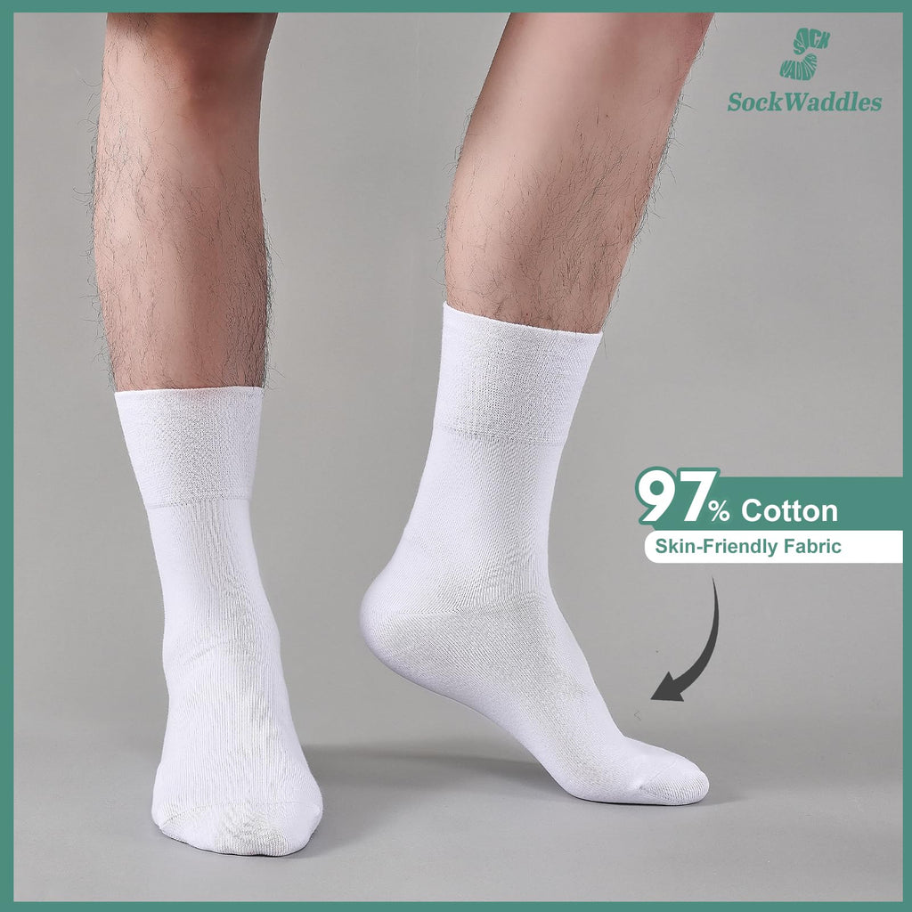 SockWaddles Diabetic Socks for Men & Women, 6 Pairs, Soft Loose Top