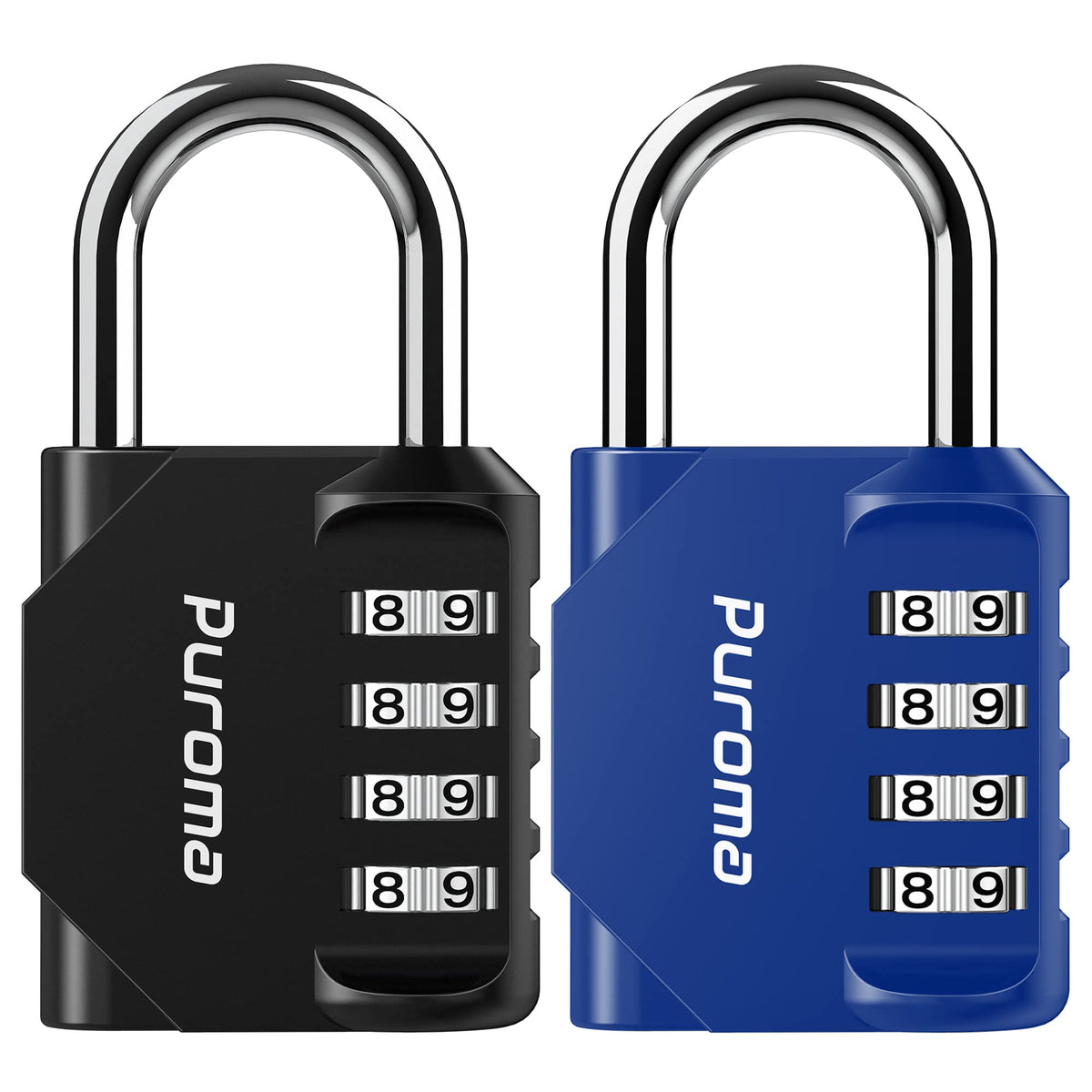 Puroma 2 Combination Lock Locker 4 Digits Combo Padlock Gym Silver & Black
