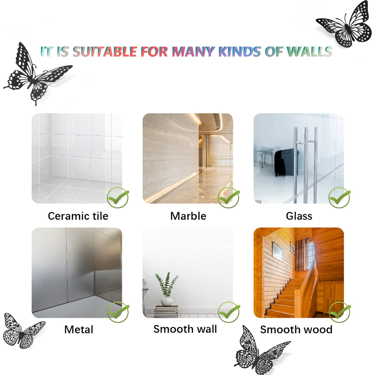 SAOROPEB 3D Butterfly Wall Decor 48 Pcs Gold Butterfly Birthday Decorations