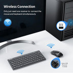 TECKNET Mini Wireless Keyboard and Mouse Set, 2.4G Cordless USB, Black