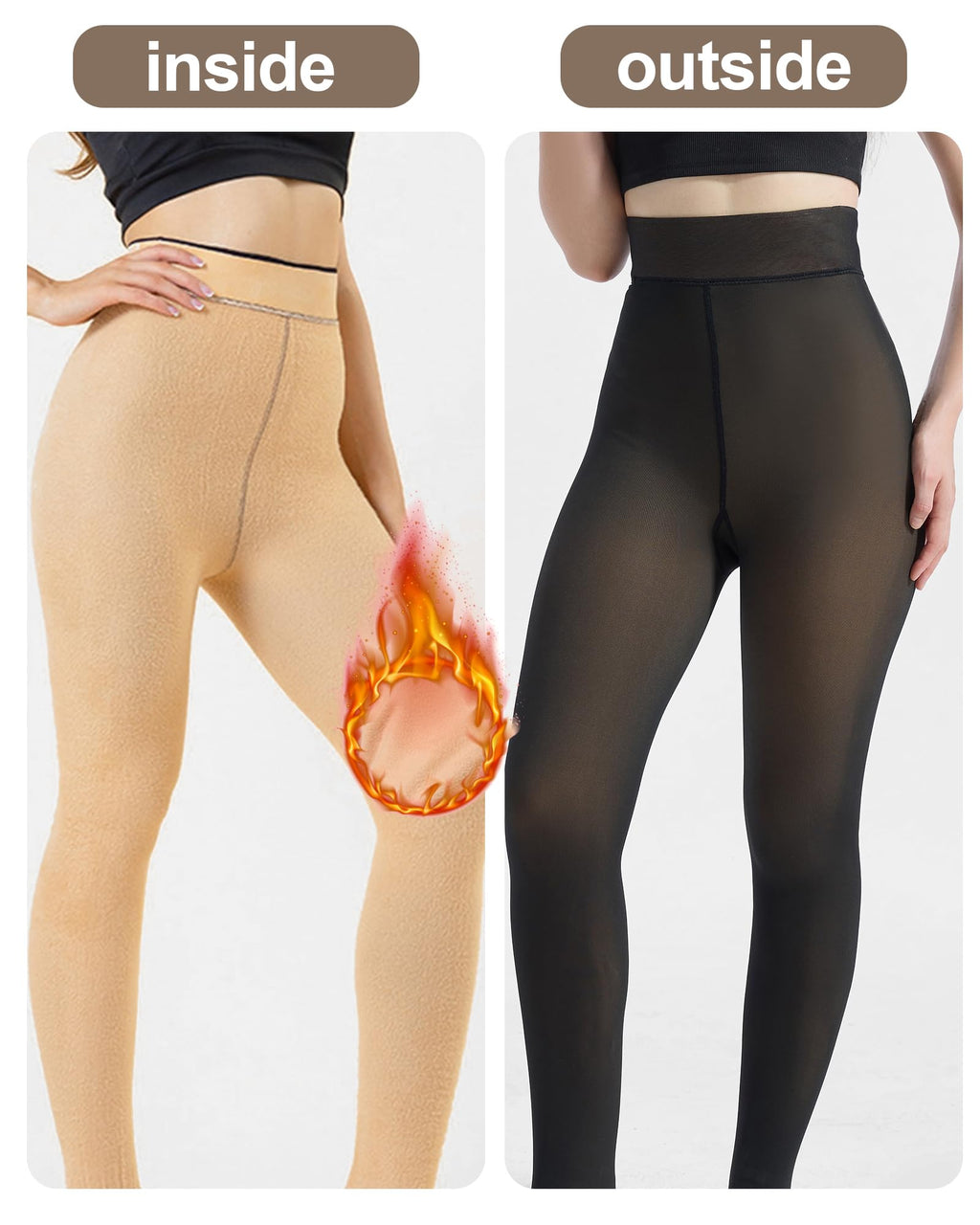 HOWIN Fleece Lined Tights Winter Thermal Tights for Women Fake Translucent