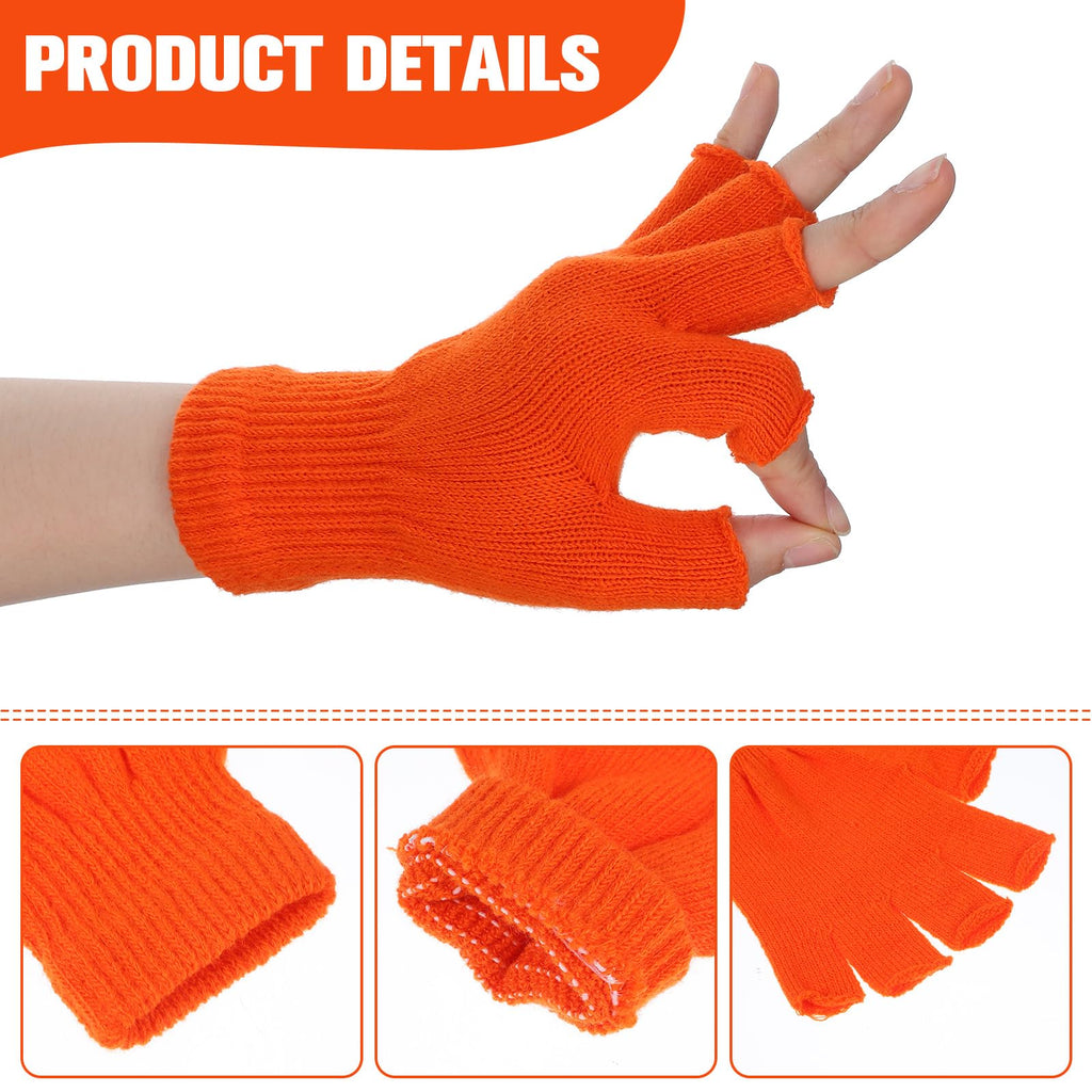 Grevosea 2 Pair Fingerless Warm Gloves - Winter Half Finger Gloves Thickened Knit Touchscreen Stretchy Mittens for Men Women