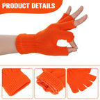 Grevosea 2 Pair Fingerless Warm Gloves - Winter Half Finger Gloves Thickened Knit Touchscreen Stretchy Mittens for Men Women